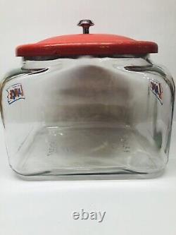 Vintage Lance Squatty Glass Cookie Cracker Jar Store Display