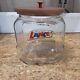 Vintage Lance Store Counter Top Display Glass Jar Wood Lid 8 Sides 6.5