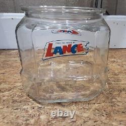 Vintage Lance Store Counter Top Display Glass Jar Wood Lid 8 Sides 6.5