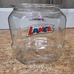 Vintage Lance Store Counter Top Display Glass Jar Wood Lid 8 Sides 6.5