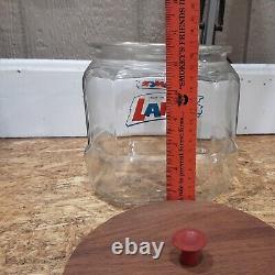 Vintage Lance Store Counter Top Display Glass Jar Wood Lid 8 Sides 6.5