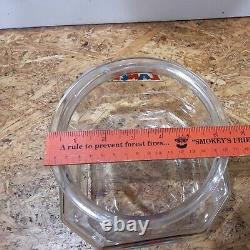 Vintage Lance Store Counter Top Display Glass Jar Wood Lid 8 Sides 6.5