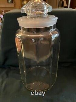 Vintage Large Clear Ten Sided Ground Glass Apothecary Candy Store Display Jar