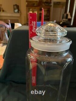 Vintage Large Clear Ten Sided Ground Glass Apothecary Candy Store Display Jar