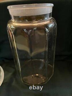 Vintage Large Clear Ten Sided Ground Glass Apothecary Candy Store Display Jar