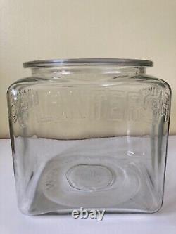 Vintage Large Glass Planters Peanut Store Display Jar with Peanut Handle Lid