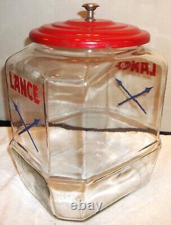Vintage Large Lance Glass Cracker Cookie Jar Countertop Store Display VERY NICE