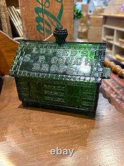 Vintage Lute's Cough Drops Green Glass Log Cabin Store Display