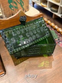 Vintage Lute's Cough Drops Green Glass Log Cabin Store Display