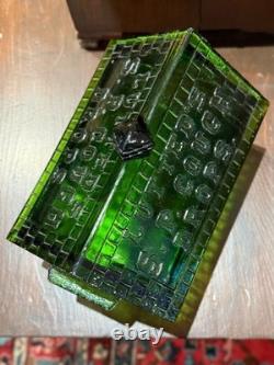 Vintage Lute's Cough Drops Green Glass Log Cabin Store Display