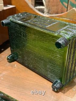 Vintage Lute's Cough Drops Green Glass Log Cabin Store Display