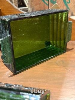 Vintage Lute's Cough Drops Green Glass Log Cabin Store Display