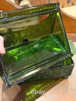 Vintage Lute's Cough Drops Green Glass Log Cabin Store Display