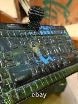 Vintage Lute's Cough Drops Green Glass Log Cabin Store Display