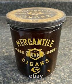 Vintage MERCANTILE CIGARS Tobacco Amber Glass Jar Country Store Counter Display