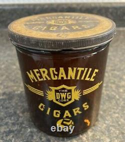Vintage MERCANTILE CIGARS Tobacco Amber Glass Jar Country Store Counter Display