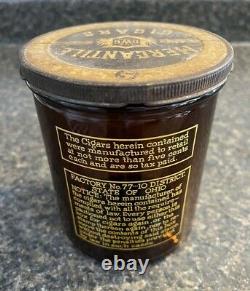 Vintage MERCANTILE CIGARS Tobacco Amber Glass Jar Country Store Counter Display