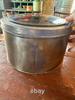 Vintage Marshmallow Tin Collins Double Fluff Rare Store Display with Glass Lid