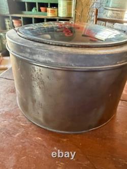 Vintage Marshmallow Tin Collins Double Fluff Rare Store Display with Glass Lid