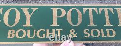 Vintage McCOY POTTERY Bought & Sold Reverse Painted Store Display Glass Sign