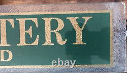 Vintage McCOY POTTERY Bought & Sold Reverse Painted Store Display Glass Sign