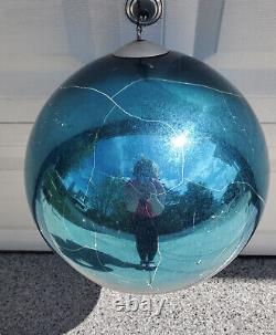 Vintage Mercury Glass Large Oversized Store Display BLUE Ball Christmas Ornament