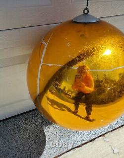 Vintage Mercury Glass Large Oversized Store Display GOLD Ball Christmas Ornament