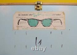 Vintage Mid Century RAY BAN Eye Glasses Sun Glasses Display WOOD withGLASS Holds 8