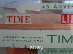 Vintage Mid-Century Wood & Heavy Glass Timex Lighted Watch Display Case 1950's