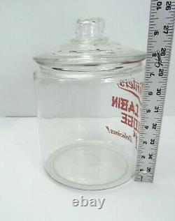 Vintage Minters Log Cabin Fudge 1¢ Glass Country Store Counter Display Jar LID