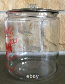 Vintage Minters Log Cabin Fudge 1¢ Glass Country Store Counter Display Jar/lid