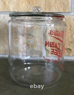 Vintage Minters Log Cabin Fudge 1¢ Glass Country Store Counter Display Jar/lid