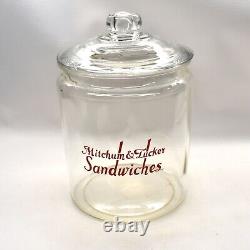 Vintage Mitchum & Tucker Sandwiches Large Counter Class Jar Advertising