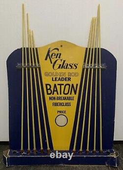 Vintage Music Store Display Ken Glass Baton Golden Rod Cardboard Advertising