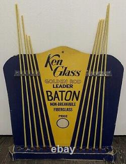 Vintage Music Store Display Ken Glass Baton Golden Rod Cardboard Advertising