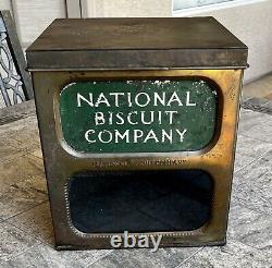 Vintage National Biscuit Company Tin Advertising Store Display Box Glass Window