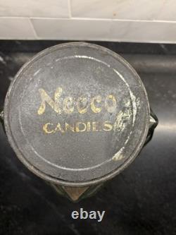 Vintage Necco Peach Blossom Art Deco Glass Candy Jar (store display) with lid