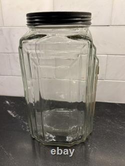 Vintage Necco Peach Blossom Art Deco Glass Candy Jar (store display) with lid