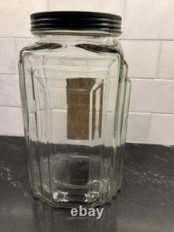 Vintage Necco Peach Blossom Art Deco Glass Candy Jar (store display) with lid