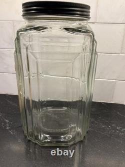 Vintage Necco Peach Blossom Art Deco Glass Candy Jar (store display) with lid