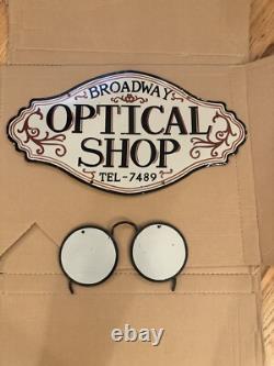 Vintage Optical Shop Glasses Sign Two Piece Rare Porcelain Double Sided