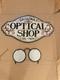 Vintage Optical Shop Glasses Sign Two Piece Rare Porcelain Double Sided