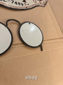 Vintage Optical Shop Glasses Sign Two Piece Rare Porcelain Double Sided