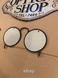 Vintage Optical Shop Glasses Sign Two Piece Rare Porcelain Double Sided