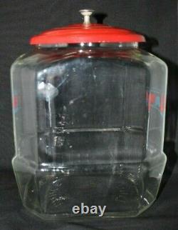 Vintage Original Advertising Lance Glass Store Display Cracker Cookie Jar & Lid