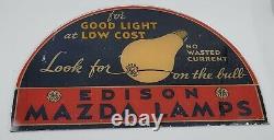 Vintage Original Edison Mazda Lamps Reverse Painted Glass Sign Store Display