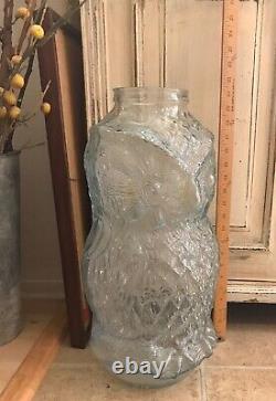 Vintage Owl Jar Glass Container Store Display The Wise Old Owl