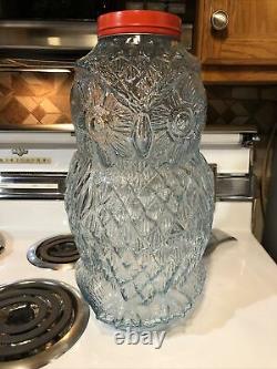 Vintage Owl Jar Glass Container Store Display The Wise Old Owl