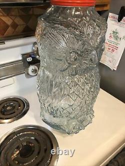 Vintage Owl Jar Glass Container Store Display The Wise Old Owl