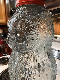 Vintage Owl Jar Glass Container Store Display The Wise Old Owl